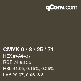 Farbcode: CMYK 0 / 8 / 25 / 71 | qconv.com