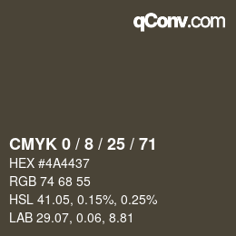 Color code: CMYK 0 / 8 / 25 / 71 | qconv.com