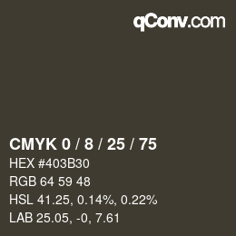 Color code: CMYK 0 / 8 / 25 / 75 | qconv.com