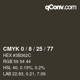 颜色代码: CMYK 0 / 8 / 25 / 77 | qconv.com