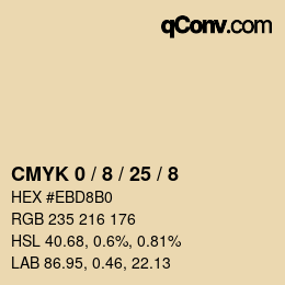 Farbcode: CMYK 0 / 8 / 25 / 8 | qconv.com