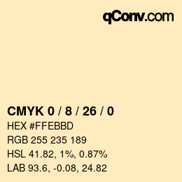 カラーコード: CMYK 0 / 8 / 26 / 0 | qconv.com