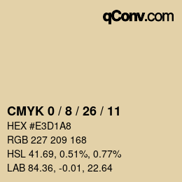 カラーコード: CMYK 0 / 8 / 26 / 11 | qconv.com