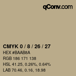 カラーコード: CMYK 0 / 8 / 26 / 27 | qconv.com