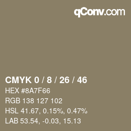 カラーコード: CMYK 0 / 8 / 26 / 46 | qconv.com