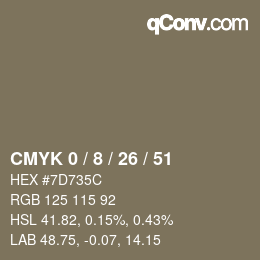 Color code: CMYK 0 / 8 / 26 / 51 | qconv.com