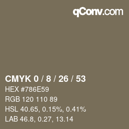 カラーコード: CMYK 0 / 8 / 26 / 53 | qconv.com