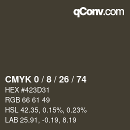 Color code: CMYK 0 / 8 / 26 / 74 | qconv.com