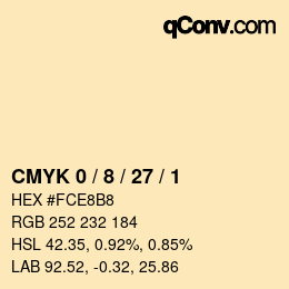Color code: CMYK 0 / 8 / 27 / 1 | qconv.com