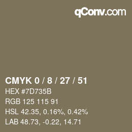 颜色代码: CMYK 0 / 8 / 27 / 51 | qconv.com
