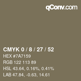 カラーコード: CMYK 0 / 8 / 27 / 52 | qconv.com
