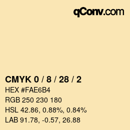 カラーコード: CMYK 0 / 8 / 28 / 2 | qconv.com
