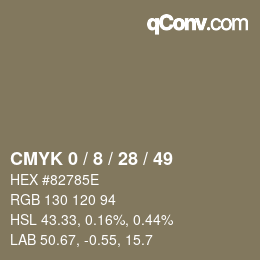 カラーコード: CMYK 0 / 8 / 28 / 49 | qconv.com