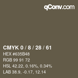 カラーコード: CMYK 0 / 8 / 28 / 61 | qconv.com