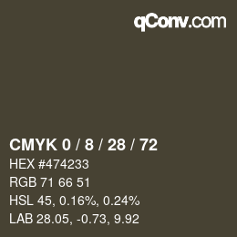 Color code: CMYK 0 / 8 / 28 / 72 | qconv.com