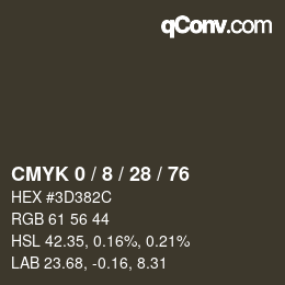 Color code: CMYK 0 / 8 / 28 / 76 | qconv.com