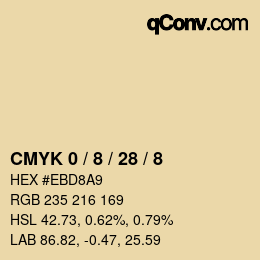 Farbcode: CMYK 0 / 8 / 28 / 8 | qconv.com