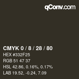 カラーコード: CMYK 0 / 8 / 28 / 80 | qconv.com