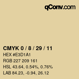 カラーコード: CMYK 0 / 8 / 29 / 11 | qconv.com