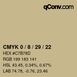 カラーコード: CMYK 0 / 8 / 29 / 22 | qconv.com