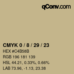 カラーコード: CMYK 0 / 8 / 29 / 23 | qconv.com