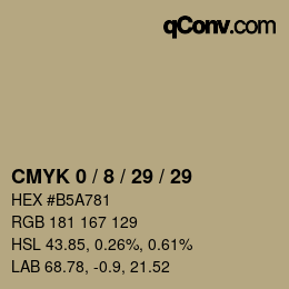 カラーコード: CMYK 0 / 8 / 29 / 29 | qconv.com