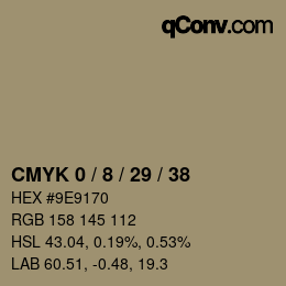 カラーコード: CMYK 0 / 8 / 29 / 38 | qconv.com
