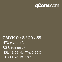 カラーコード: CMYK 0 / 8 / 29 / 59 | qconv.com