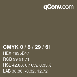 カラーコード: CMYK 0 / 8 / 29 / 61 | qconv.com