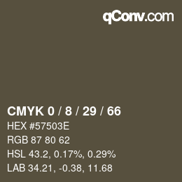 Color code: CMYK 0 / 8 / 29 / 66 | qconv.com