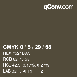 カラーコード: CMYK 0 / 8 / 29 / 68 | qconv.com