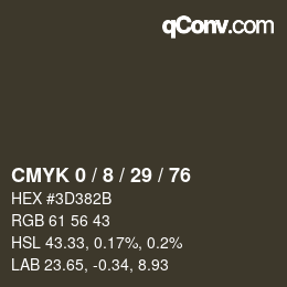 Color code: CMYK 0 / 8 / 29 / 76 | qconv.com