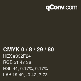 カラーコード: CMYK 0 / 8 / 29 / 80 | qconv.com