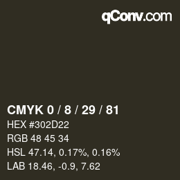 颜色代码: CMYK 0 / 8 / 29 / 81 | qconv.com