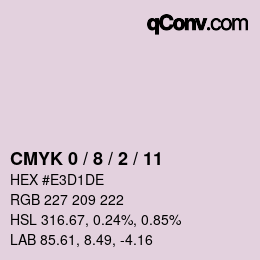 カラーコード: CMYK 0 / 8 / 2 / 11 | qconv.com