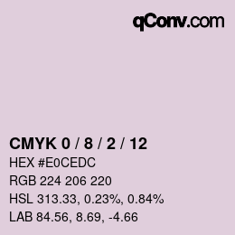 カラーコード: CMYK 0 / 8 / 2 / 12 | qconv.com