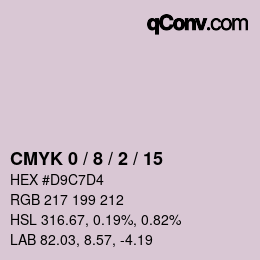 カラーコード: CMYK 0 / 8 / 2 / 15 | qconv.com