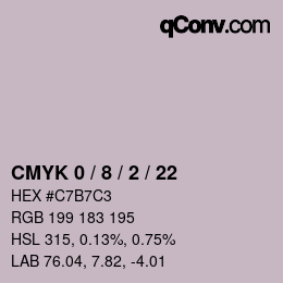 カラーコード: CMYK 0 / 8 / 2 / 22 | qconv.com