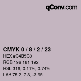 Color code: CMYK 0 / 8 / 2 / 23 | qconv.com