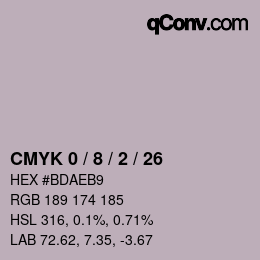 カラーコード: CMYK 0 / 8 / 2 / 26 | qconv.com