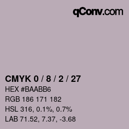 カラーコード: CMYK 0 / 8 / 2 / 27 | qconv.com