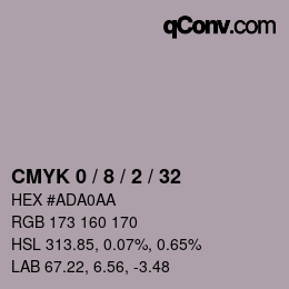 カラーコード: CMYK 0 / 8 / 2 / 32 | qconv.com