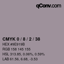 カラーコード: CMYK 0 / 8 / 2 / 38 | qconv.com