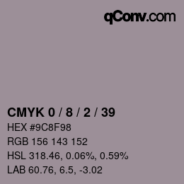Color code: CMYK 0 / 8 / 2 / 39 | qconv.com