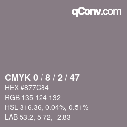 Color code: CMYK 0 / 8 / 2 / 47 | qconv.com