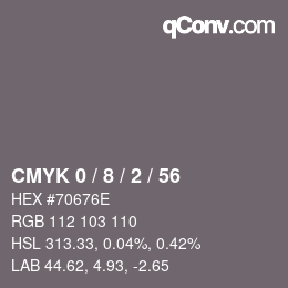 Color code: CMYK 0 / 8 / 2 / 56 | qconv.com