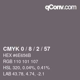 Color code: CMYK 0 / 8 / 2 / 57 | qconv.com