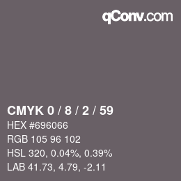 Color code: CMYK 0 / 8 / 2 / 59 | qconv.com