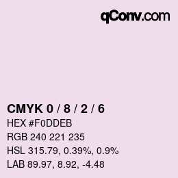 颜色代码: CMYK 0 / 8 / 2 / 6 | qconv.com