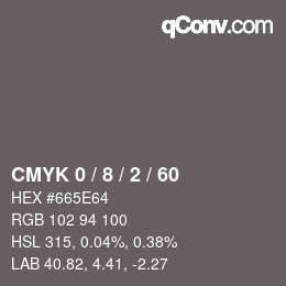 Color code: CMYK 0 / 8 / 2 / 60 | qconv.com